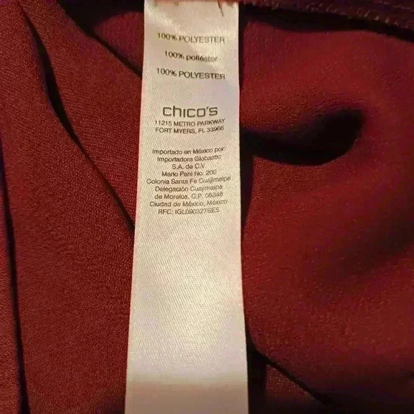 Chicos plus size satin maroon Blouse - Picture 12 of 13